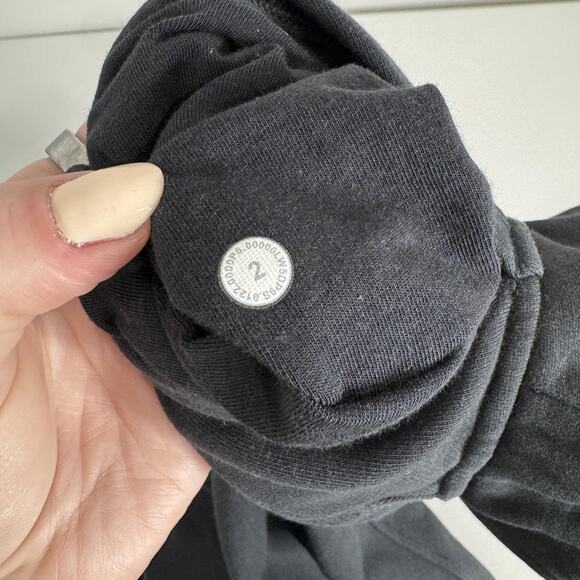 Lululemon Relaxed High-Rise Jogger Pants Womens 2 Black Cotton Terry Sweatpants - Picture 8 of 11